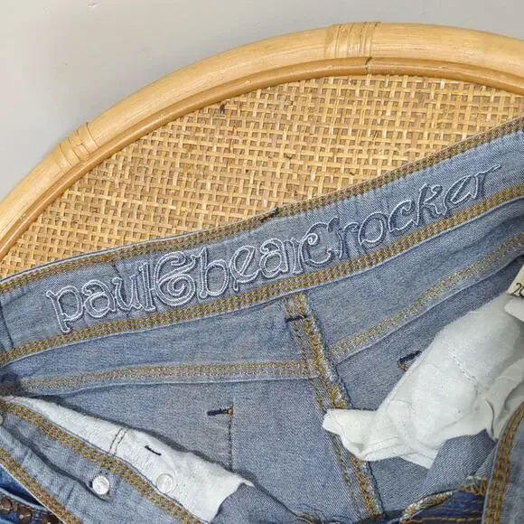 Crocker Embroidered Jean Shorts Women's EU 40 Studded Distressed Medium Blue - Picture 8 of 8